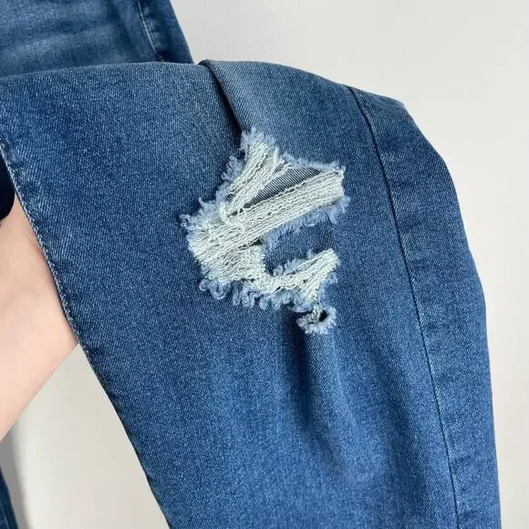 Lucky Brand Mens 410 Athletic Slim Jeans Size 36x32 Medium Blue Wash Distressed
